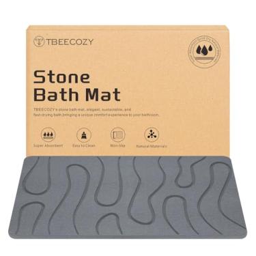 Imagem de BIOIWGY Tapete de banho de pedra, 51 x 76 cm, tamanho grande, diatomita, secagem rápida, antiderrapante, superabsorvente para banheiro e cozinha, multiuso como tapete para animais de estimação, fácil