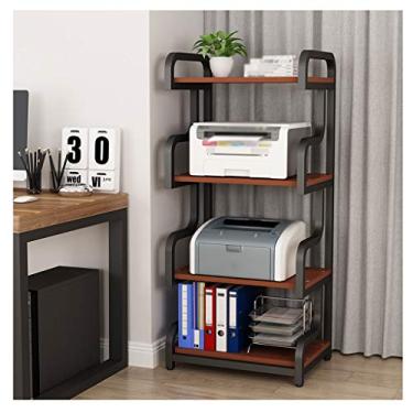 Imagem de U5GAAALPPQ9 Suporte de impressora de 4 camadas para impressora de chão Rack de scanner de máquina de fax móvel, prateleira de metal para escritório, sala de estar, suporte de triturador de papel para