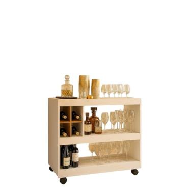 Imagem de Comprar Móveis em Casa, Aparador Bar Adega Com rodizio 4050 luxo Off/Nature - Comprar moveis em casa