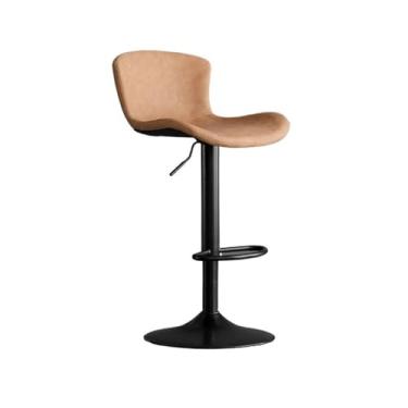 Imagem de Balcão de cozinha (60-80 cm) moderno banco de bar simples moderno para uso doméstico banco alto leve encosto de ferro giratório cadeiras de bar (marrom)