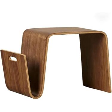 Imagem de Mesa de centro de designer, simples e elegante, grande sala de estar, mesa lateral nórdica criativa de madeira maciça pequena