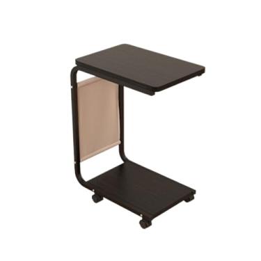 Imagem de Prático suporte de torre de PC de 2 camadas em forma de C com estrutura de metal e rodas giratórias para escritório doméstico (Preto)