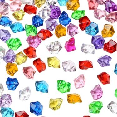 Imagem de YATOJUZI 165 peças de cubos de gelo falsos, pedras de acrílico, pedras multicoloridas, enchimento de vaso, pedras falsas, diamantes de plástico, cristais para mesa de centro de mesa de casamento faça