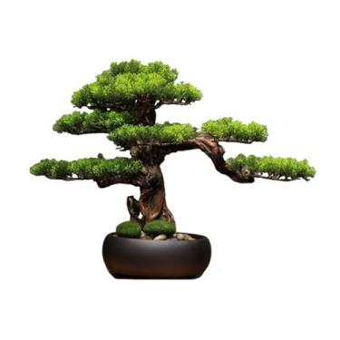 Imagem de Plantas falsas acessórios para casa paisagem bonsai decoração sala de estar entrada zen plantas verdes ornamentos simulação de pinheiro artificial bonsai decoração