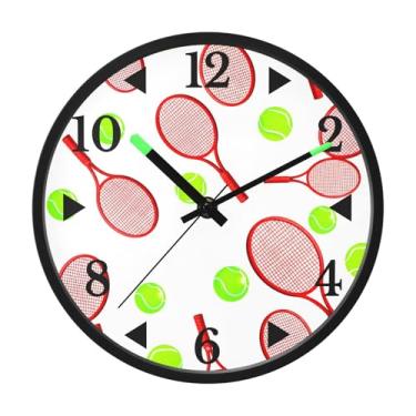 Imagem de STAYTOP Raquete de beisebol com desenho animado, relógio de parede LED para quarto com brilho noturno, relógios de parede com iluminação silenciosa de 30 cm para decoração de sala de estar, controle