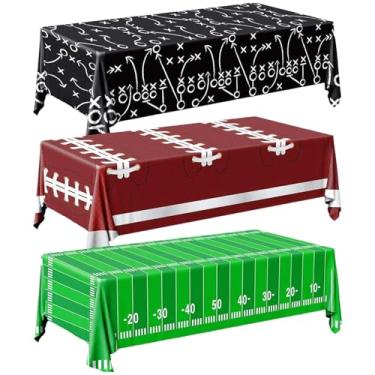 Imagem de Toalha de mesa de plástico descartável para decoração de festa de futebol, decoração de festa de aniversário, lembrancinhas de festa esportiva, 137 x 272 cm, pacote com 3