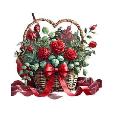 Imagem de Pintura De Flores Coloridas Com Bordado De Diamantes, Ponto Cruz Com S