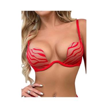 Imagem de Sutiã Push-Up Em Forma De U plus Size Ajustável Com Copas Finas Para M