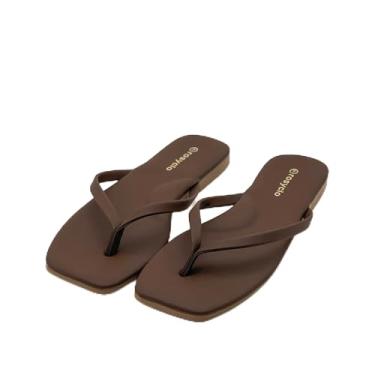 Imagem de Chinelo feminino, bico quadrado, espuma viscoelástica, suporte de arco, sandálias femininas de verão 2026, tendência de couro vegano, leve, macio, confortável, nuvem, chinelos femininos para praia