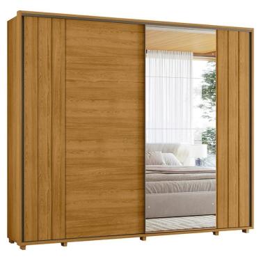 Imagem de Guarda Roupa Casal Dali 2 Portas Deslizante Com Espelho 278 Cm Cumaru Madetec Cumaru