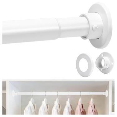 Imagem de Varas de armário para pendurar roupas, varetas ajustáveis de 45,7 a 246 cm, postes de armário fáceis de instalar para pendurar roupas, roupas de guarda-roupas, perfeitas para organizador de armário