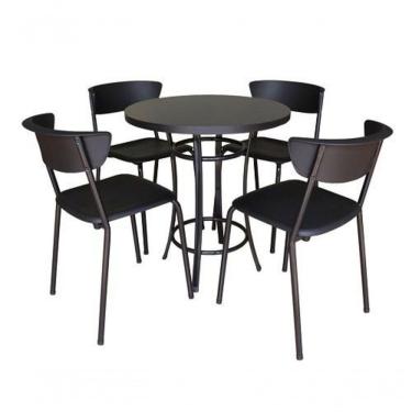 Imagem de Kit Café Bar 1 Mesa E 4 Banquetas Linha Smart Preto