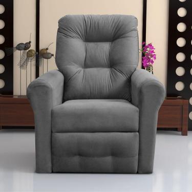 Imagem de Poltrona Reclinável Para Descanso Guaíra Suede Cinza