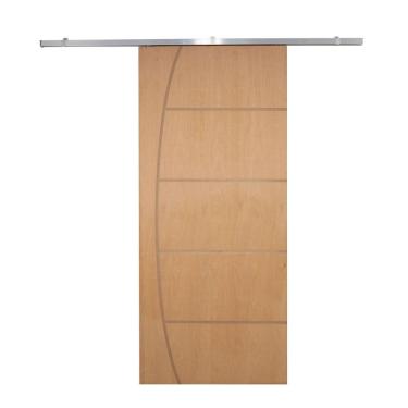 Imagem de Porta De Correr P- Verniz Frisada Kit Alumínio F04 - 210x70