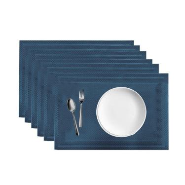 Imagem de Jogo 6 Lugar Americano Azul Mesa De Jantar 30×45 Pp Em Casa Tem
