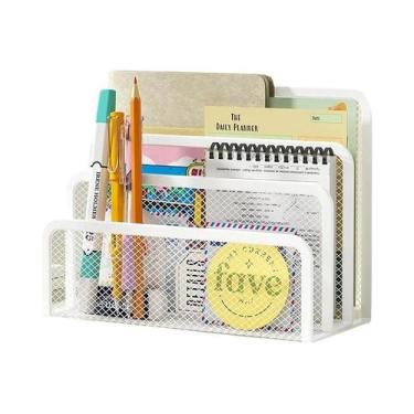 Imagem de Organizador De Correspondências De Metal Para Mesa Com 3 Divisórias Ve