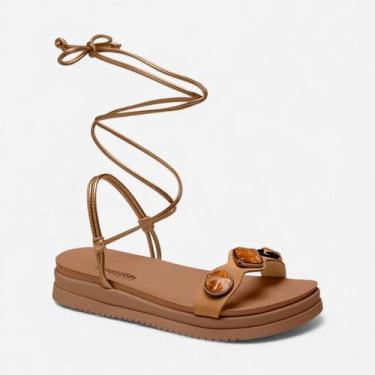 Imagem de Sandália Papete Mississipi De Amarração Marrom, Amêndoa, 37