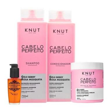 Imagem de Kit Knut Cabelo Perfeito Sh 750ml Cond 550ml Másc 500g + Oléo Camelina