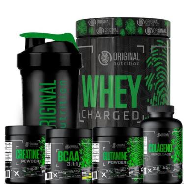 Imagem de Kit Whey Protein Charged + BCAA 100g + Creatina 100g + Glutamina 100g 