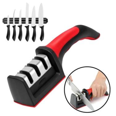 Imagem de Amolador Profissional De Facas Vermelho Afiador Inox - Amoladores E Ci