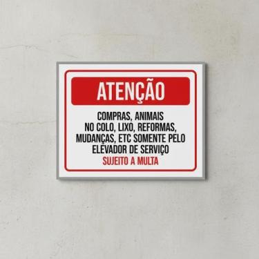 Imagem de Placa Acm Compras Animais Colo Lixo Elevador Serviço 18X23 - Sinalizo