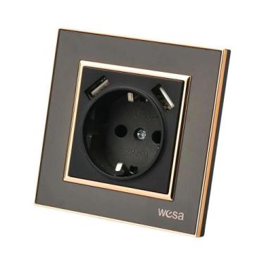 Imagem de Interruptor De Luz De Parede Em Acrílico Preto, 2 Gangues, 1 Via, Tipo