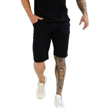 Imagem de Bermuda Social Sarja Slim Premium Bolso - Volgue, Preto, 38