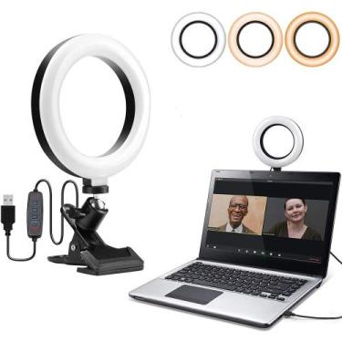 Imagem de Clipe no monitor de laptop, iluminação de videoconferência, luz circul