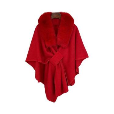 Imagem de Casaco Feminino De Pele Genuína Grossa Para Primavera/Inverno, Xale Qu