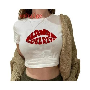 Imagem de Camiseta Vintage Feminina Harajuku De Manga Curta, Lana Del Rey Ldr, G