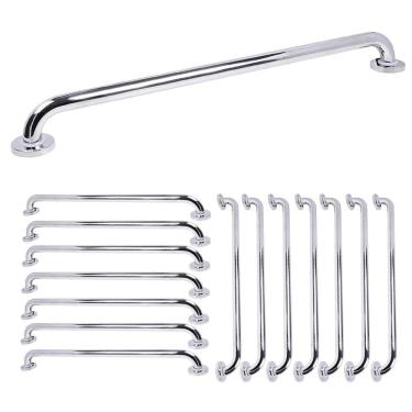 Imagem de Barra de Apoio Alça Inox 80cm Kit 14 Uni Cadeirante Idoso Deficiente Acessibilidade Banheiro Box Corrimao