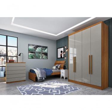 Imagem de Guarda Roupa Solteiro 4 Portas 2 Gavetas - Dinamarca-cinamomo/off White - Tcil Móveis