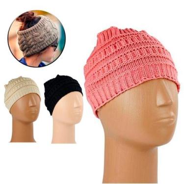 Imagem de Touca de Inverno com Abertura Para Cabelo Rabo de Cavalo - WINCY, Rosa