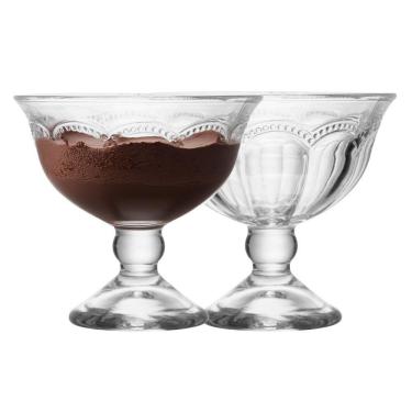 Imagem de Jogo De Sobremesa 2 Taças De Vidro Transparente Belle Epoque Sorvete 180ml Lyor
