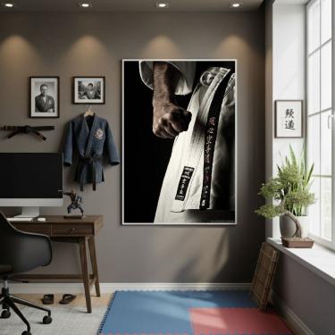 Imagem de Quadro Uniforme Karatê 70x50cm Mold Preta