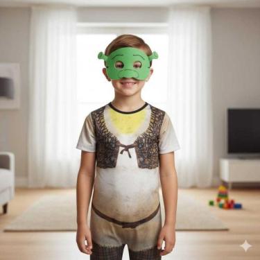 Imagem de Fantasia Infantil Roupa Ogro Com Máscara Shrek ( dos 12 meses aos 9 an