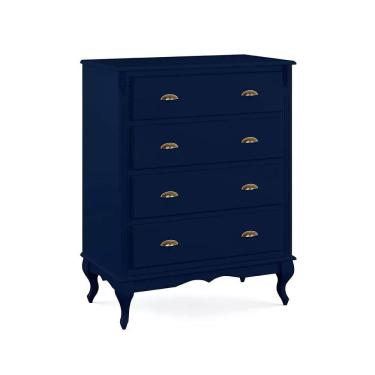 Imagem de Cômoda de Madeira 4 Gavetas Pés Luis Xv 60816 Hannover - Azul Petróleo