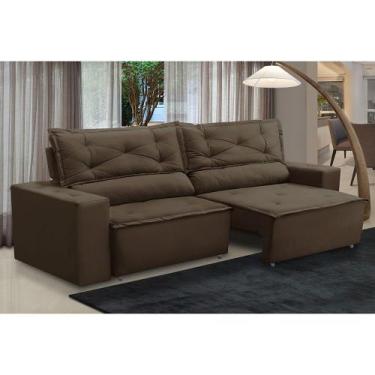 Imagem de Sofá Retrátil e Reclinável 3 lugares com Molas 1,50m Laura Suede Marro