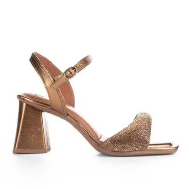 Imagem de Sandália Tanara de Salto Bloco Metalizada Com Brilhos T8728-Feminino
