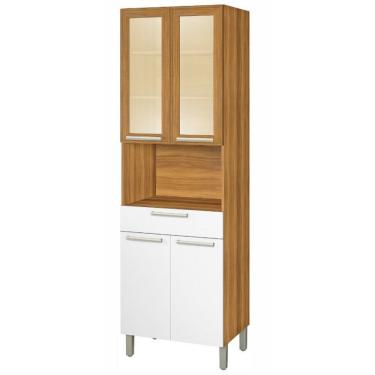 Imagem de Paneleiro 4 Portas 1 Gaveta 70cm Nesher Freijó Com Branco