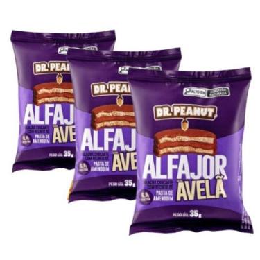 Imagem de Kit 3 Alfajor com Recheio Pasta de Amendoim Dr Peanut Whey Protein Zer