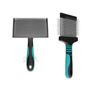 Imagem de Kit Rasqueadeira Reta Grande com Bolinha e Rasqueadeira Flexível Pinos