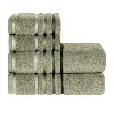 Imagem de Kit Jogo De Toalhas Karsten 4 Peças Banho e Rosto Lumina Fio Penteado,