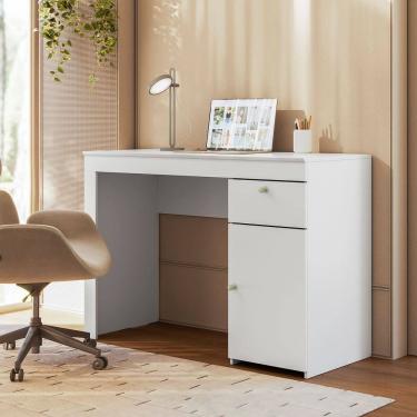 Imagem de Mesa Escrivaninha Home Office Computador Com Prateleira 1 Gaveta Iris