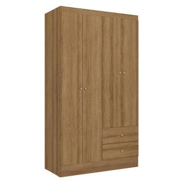 Imagem de Guarda Roupa Solteiro Astro 4 Portas Almendra Acetinado e Multiuso Space Almendra - THB