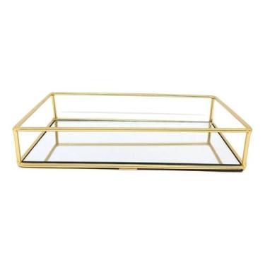 Imagem de Bandeja Decorativa Espelhada Metal Retangular Lavabo Banheir - Congrat