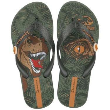 Imagem de Chinelo Infantil Menino de Dedo Jurassic Park Ipanema Kids, Verde, Beg