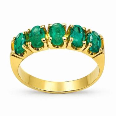 Imagem de Anel em Ouro 18K com 5 Esmeraldas Ovais - Joia Exclusiva - Justino Rib