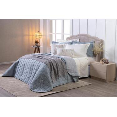 Imagem de Cobre Leito Colcha Queen Harmony Matelado Dupla Face Tecido Percal 400