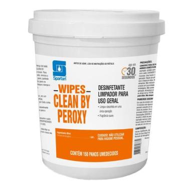 Imagem de Panos desinfetantes umedecidos wipes clean by peroxy 150 un - Spartan